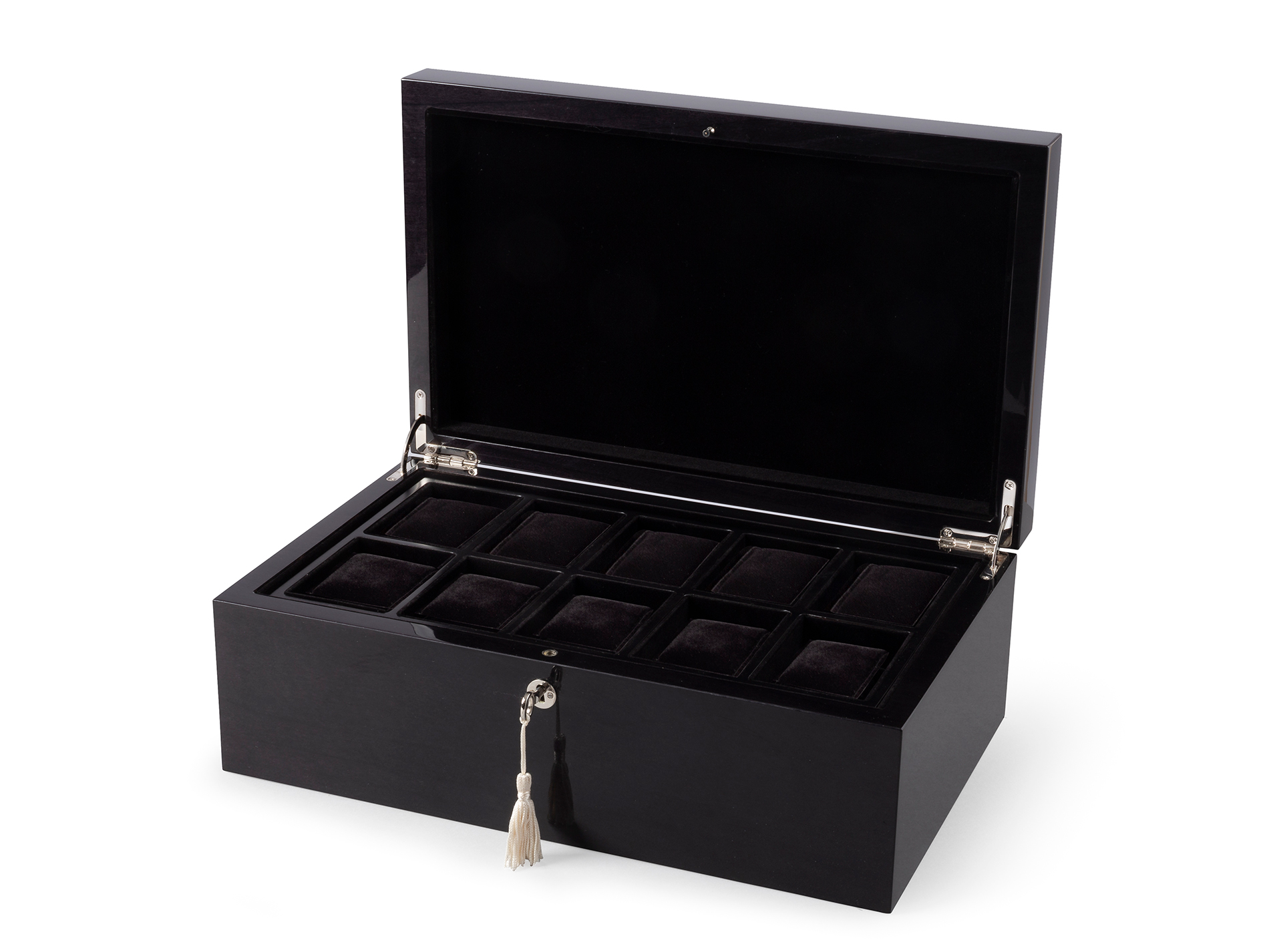 Personalised mens valet box holding 10 watches and 18 accessories ...